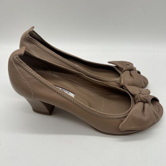 GUGLIELMO ROTTA Leather Beige Heels Shoes US6.5 UK3.5 EU36.5 Made in Italy - Picture 4 of 8